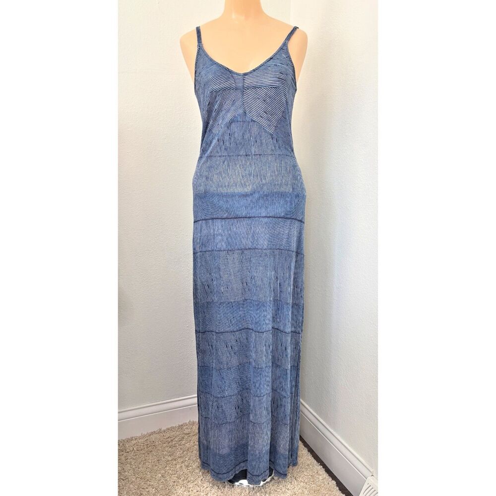 Splendid Womens Babydoll Maxi Dress XS Coastal Beach Summer Coastal Stripe Slit